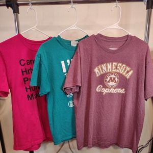 Lot of 3 Minnesota Themed T-shirts Gophers Lottery Twins Large MN I'mn L